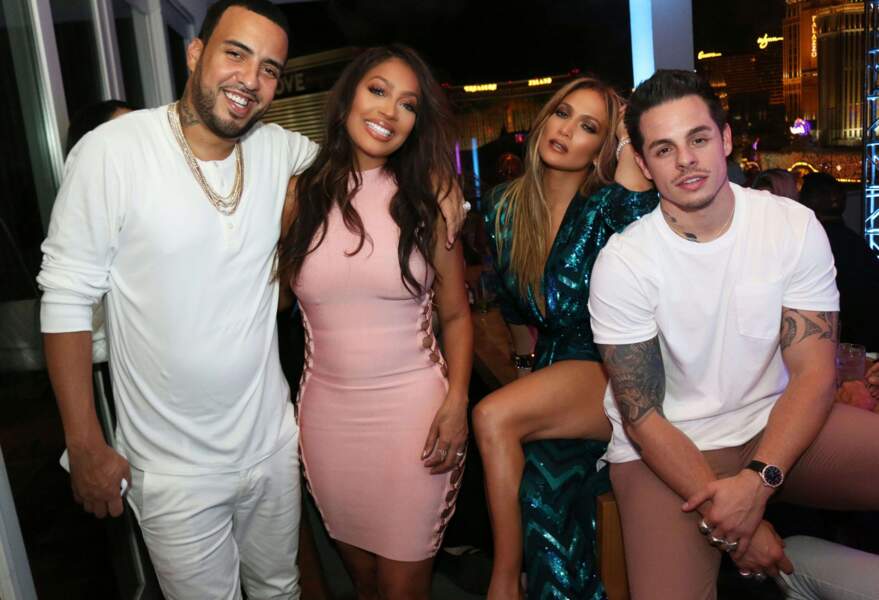 Jennifer Lopez avec le rappeur French Montana, La La Anthony et son amoureux Casper Smart (à droite)