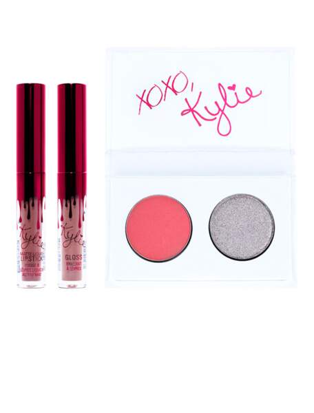 Mini Kit Sweetheart (un rouge à lèvres mat, un gloss et deux fards à paupières), Kylie Cosmetics, 22$ (20€)