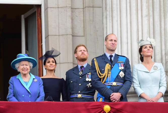 La famille royale au centenaire de la Royal Air Force, à Buckingham Palace, à Londres