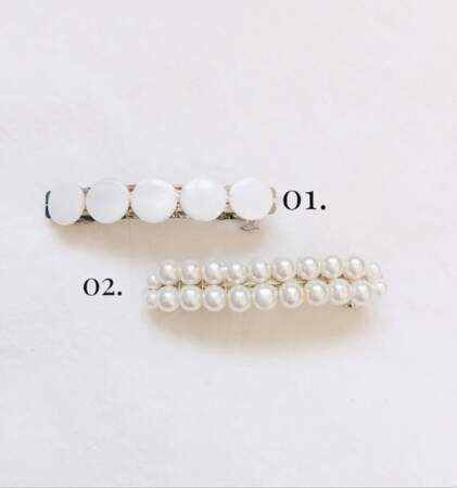 Barrette Maha en perles de nacre ou perles de verre, Bordezac, 21€