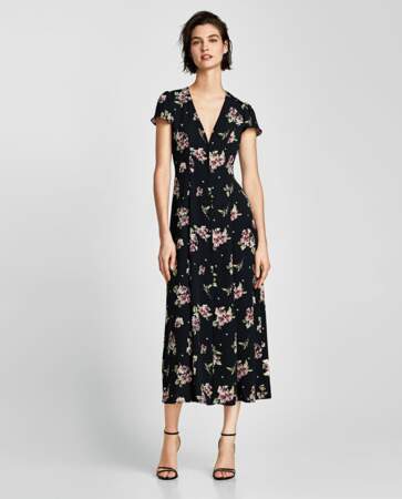 Zara : Robe longue imprimée, 29,99 euros au lieu de 49,95 euros