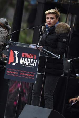 Scarlett Johansson a prononcé quelques mots à Washington 