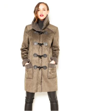 Camaieu manteau femme façon peau lainée 89,99 euros 
