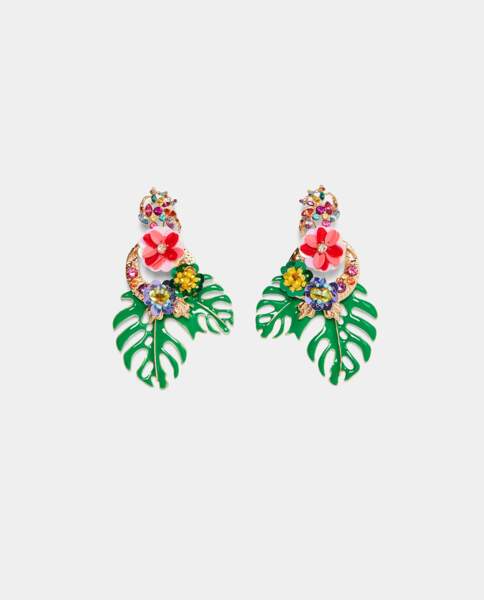 Coachella : Boucles d'oreilles feuilles et fleurs, Zara, 15,95 euros