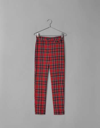Pantalon skinny carreaux rouges, Bershka, 24,99€