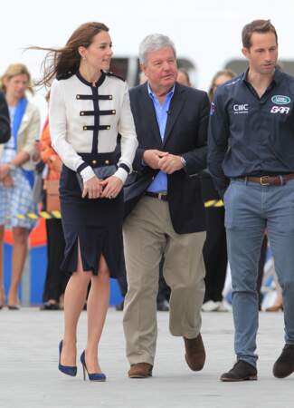 Kate Middleton a rendu visite à l'équipage du quadruple champion olympique de voile Ben Ainslie.