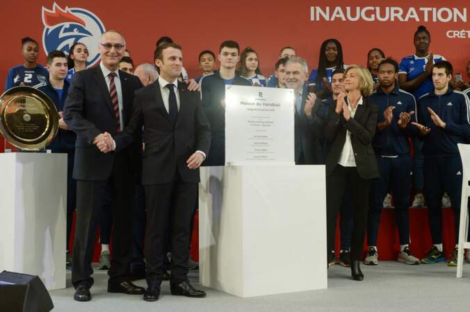 Emmanuel Macron à Créteil pour l'inauguration de la Maison du handball
