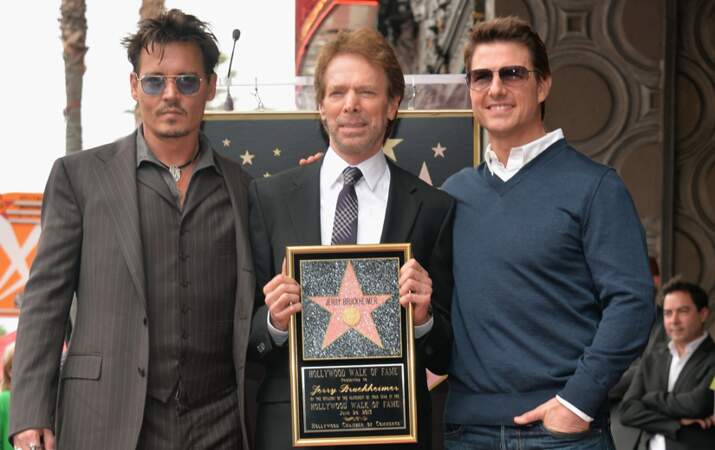 Johnny Depp et Tom Cruise présents lorsque Jerry Bruckheimer reçoit son étoile sr Hollywood Boulevard