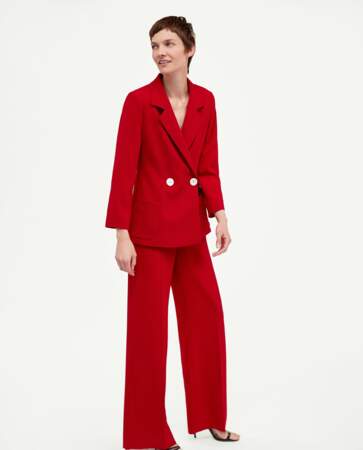 Pantalon fluide rouge, Zara, 49,95 euros