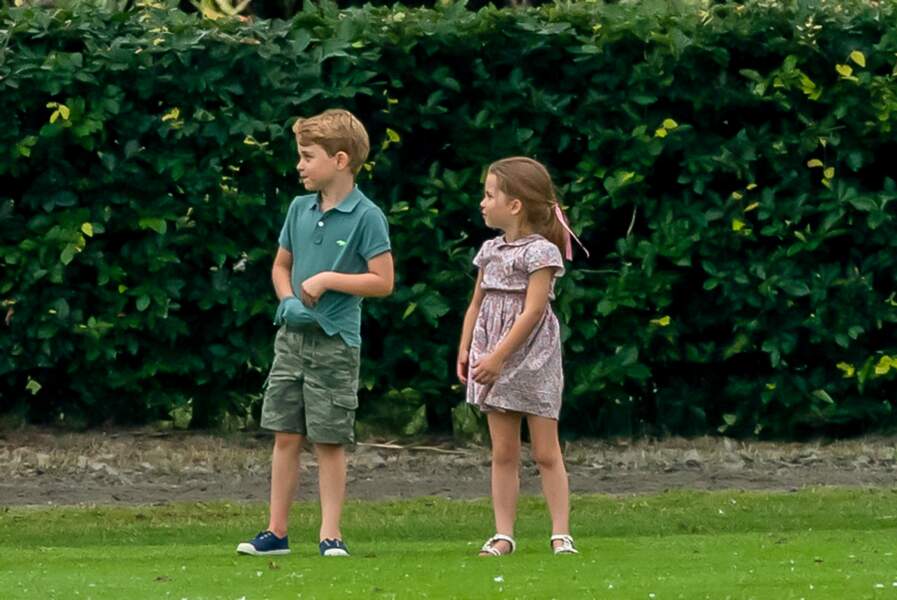 George et Charlotte lors du match de polo de son père à Wokingham, mercredi 10 juillet