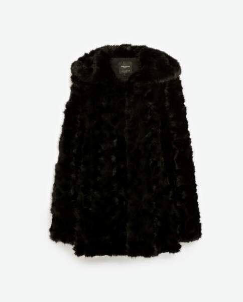 Zara manteau avec capuche en fausse fourure