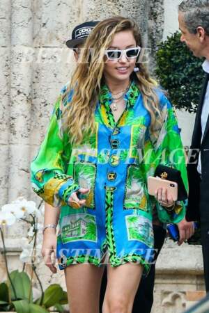 Miley Cyrus à la sortie de la Villa Versace à Miami, le 9 janvier 2019