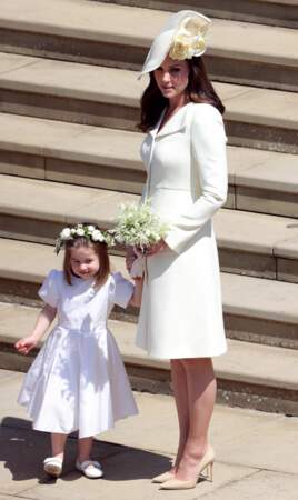 Kate Middleton avec la princesse Charlotte, au mariage du prince Harry et Meghan Markle