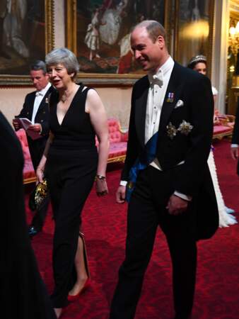 Prince William et Theresa May (Première ministre du Royaume-Uni) au banquet d'Etat organisé à Buckingham Palace