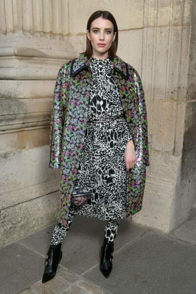 Emma Roberts au défilé Louis Vuitton, mardi 5 mars au Louvre, à Paris