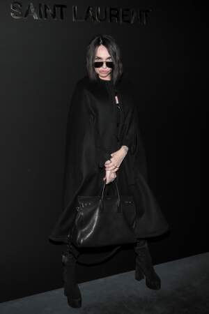 Beatrice Dalle au défilé Saint Laurent, le 26 février, à la fashion week de Paris