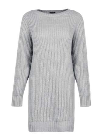 Robe pull en maille douce argent, Boohoo, 23€ 