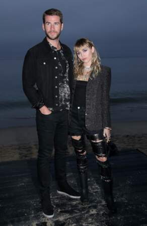 Miley Cyrus et Liam Hemsworth au défilé Saint Laurent à Malibu, jeudi 6 juin
