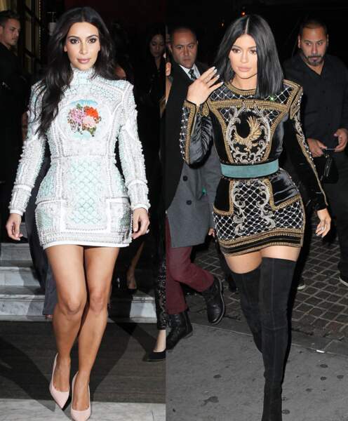 Kim dégaine la robe courte Balmain? Kylie en prend une identique dans une autre couleur.