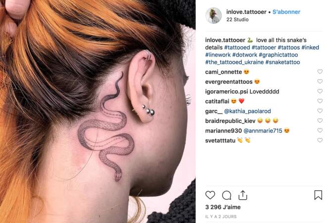 Les plus beaux tatouages serpent repérés sur instagram
