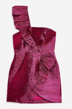 Robe rose plissée à volants, Topshop, actuellement à 68€