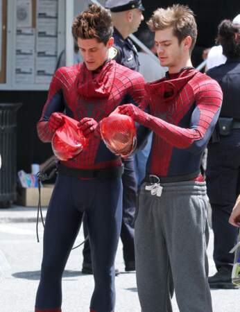 Andrew Garfield et sa doublure dans The amazing Spider Man 2