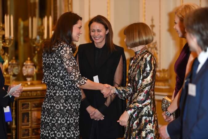 Kate Middleton et Anna Wintour, au Palais de Buckingham, le 19 février 2018