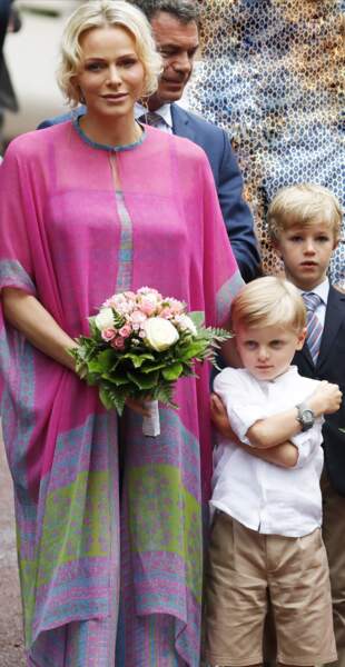 Charlene et Albert de Monaco avec leurs enfants Jacques et Gabriella 
