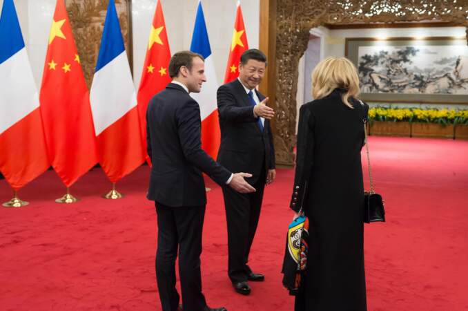 Emmanuel Macron et Brigitte Macron rencontrent Xi Jinping et Peng Liyuan