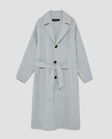 Zara : Manteau avec ceinture, 89,99 euros au lieu de 129 euros