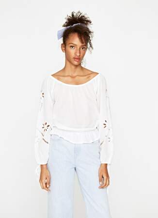 Blouse blanche brodée Jasmine, Pepe Jeans, 75 euros