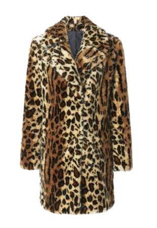 Manteau en fausse fourre imprimé léopard, Mango, 99,99€
