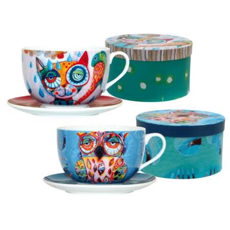Coffret 2 tasses collection Chat Chouette 17,90 € - Ambiance et Styles