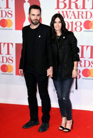 Courteney Cox et Johnny McDaid aux Brit Awards 2018, le 21 février à Londres