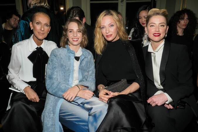 Céline Dion, Uma Thurman, Maya Hawke et Amber Heard au défilé Giorgio Armani Privé, le 22 janvier