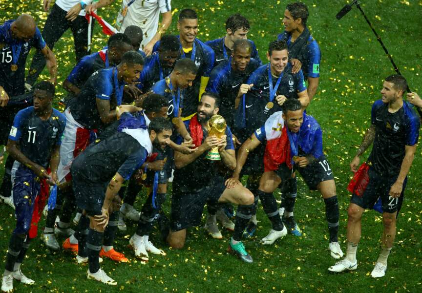 Victoire de l'équipe de France en finale de la coupe de monde de football à Moscou le 15 juillet 2018