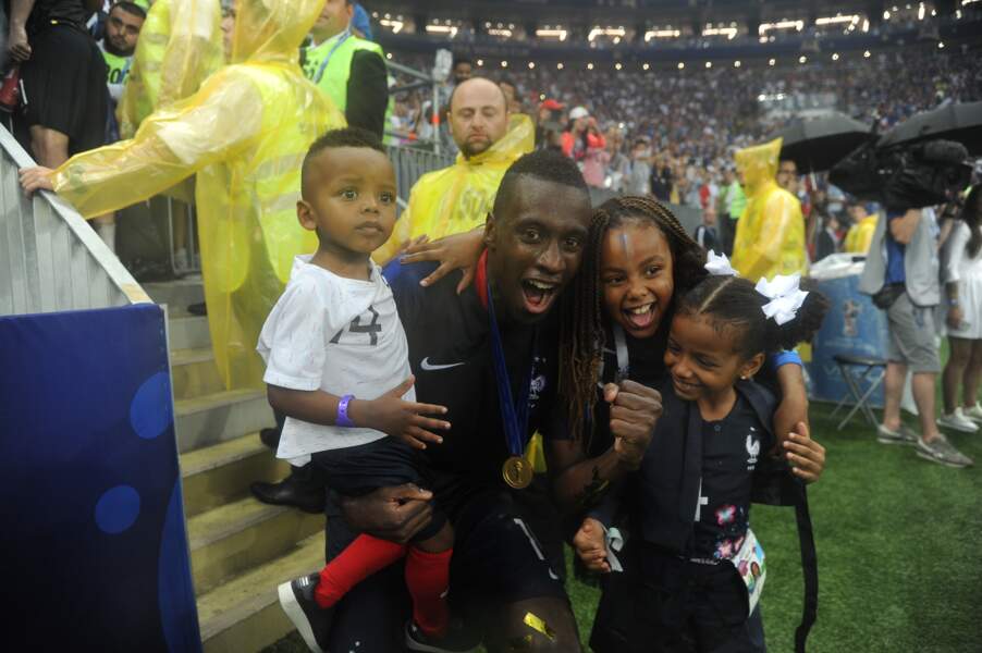 Victoire de l'équipe de France à la coupe du monde 2018 : Blaise Matuidi et ses enfants Myliane, Naëlle, et Eden