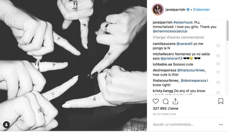  Les 5 actrices de la série de Pretty Little Liars se sont fait tatouer l'initiale du prénom de leur personnage 