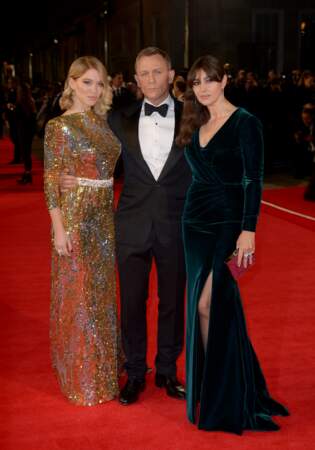 Léa Seydoux, Daniel Craig et Monica Bellucci à l'avant-première de Spectre