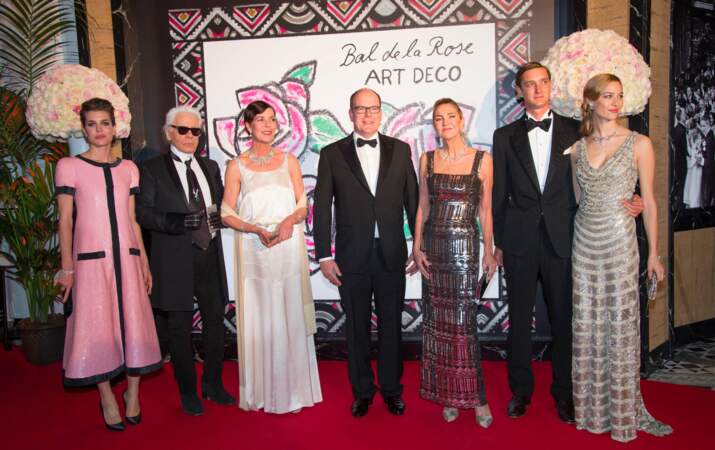 Charlotte Casiraghi, Karl Lagerfeld, Caroline de Monaco, Albert de Monaco, Pierre Casiraghi et Béatrice Borromeo