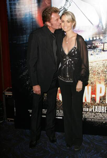 Johnny et Laetitia en 2005 à l'avant-première du film Jean-Philippe, consacré, joué et interprété par la star