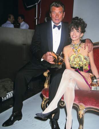Johnny Hallyday et Adeline Blondieau le 2 février 1991