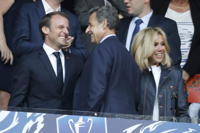 Finale de la Coupe de France : Emmanuel Macron, Nicolas Sarkozy et Brigitte Macron
