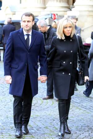 Le look de Brigitte Macron - 10 novembre 2016 : aux obsèques d'Henry Hermand à Paris