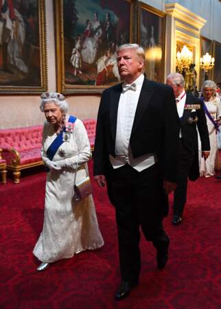 Elizabeth II et Donald Trump au banquet d'Etat organisé à Buckingham Palace