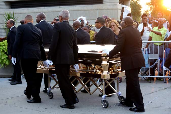Le cercueil d'Aretha Franklin au musée d’histoire afro-américaine Charles H. Wright, à Détroit