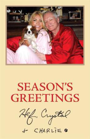 Hugh Hefner, sa femme et son chien vous souhaitent de bonnes fêtes