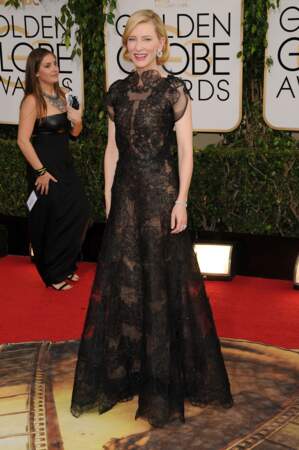 71ème Cérémonie des Golden Globes en 2014 : Cate Blanchett en robe Giorgio Armani Privé