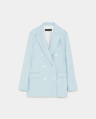 Mariage : Veste croisée bleu ciel, Zara, 79,95 euros