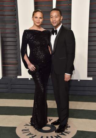 Soirée Vanity Fair Oscars 2016 : Chrissy Teigen et John Legend